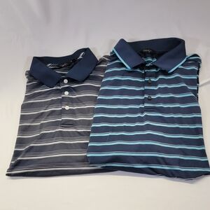 Lot 2 Navy Blue Striped Walter Hagen Essentials Xl Golf Shirt Polo Collared
